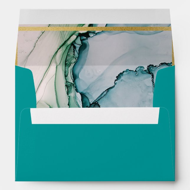 Teal and Blue Floral Agate  Envelope (Back (Bottom))