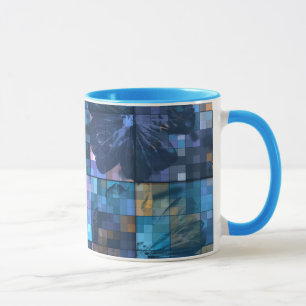 Teal and Blue Flower Mug