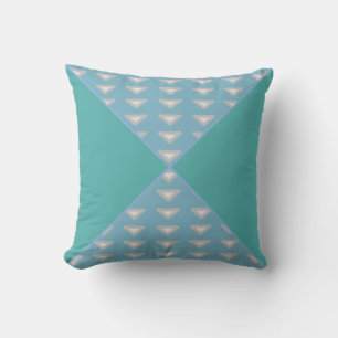 Teal and blue triangles, small triangle patterns throw pillow