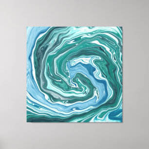 Teal and Blue Turquoise Water Ocean Swirls   Canvas Print