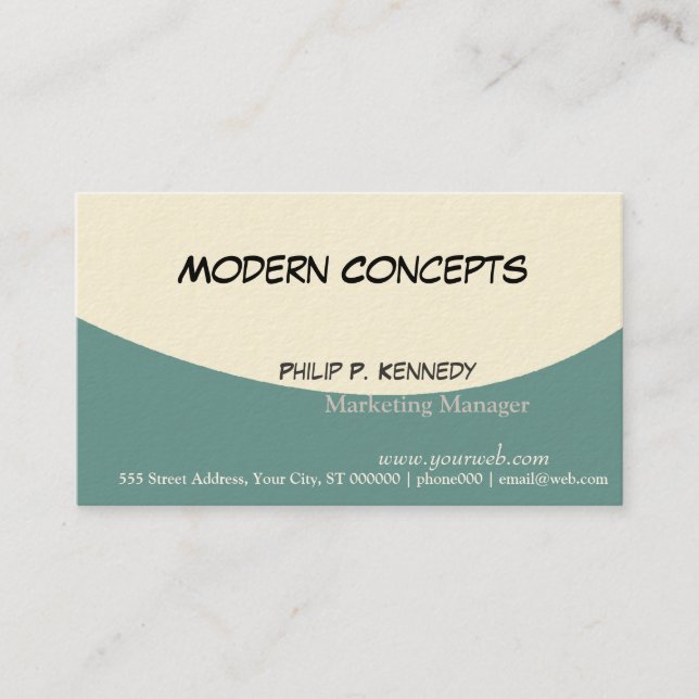Teal and Blue Uneven Slanted  Circular Down Business Card (Front)