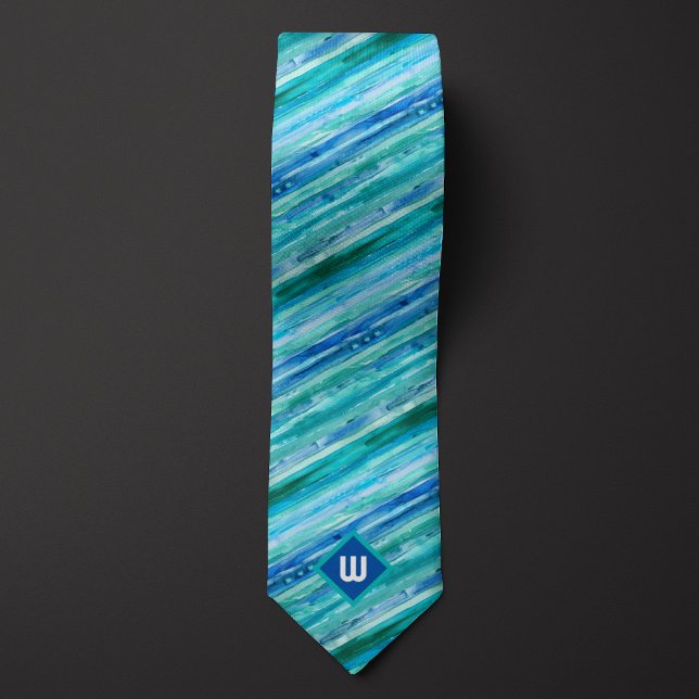 Teal and Blue Watercolor Striped Tie (Creator Uploaded)