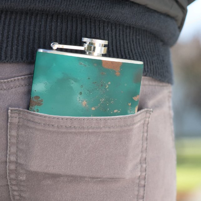 Teal and Bronze Hip Flask (In Situ)