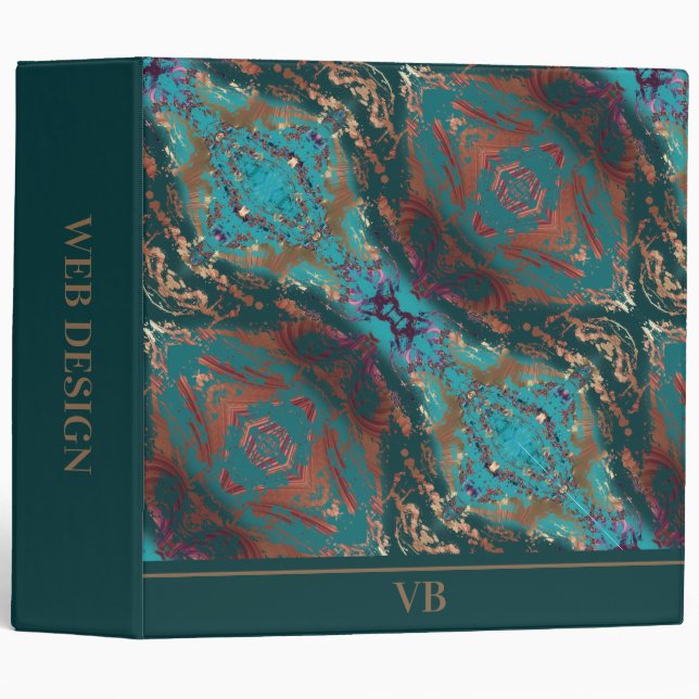 Teal and Bronze Monogram Binder (Front/Spine)