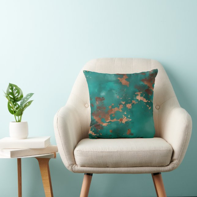 Teal and Bronze Throw Pillow (Chair)