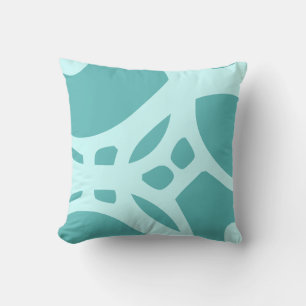 teal and brown abstract pattern pillow