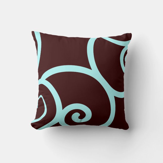 teal and brown abstract pattern pillow (Front)