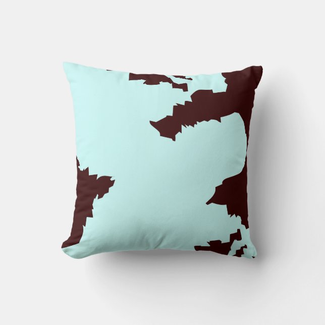 teal and brown abstract pattern pillow (Front)