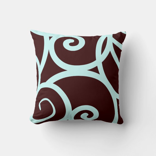 teal and brown abstract pattern pillow (Front)