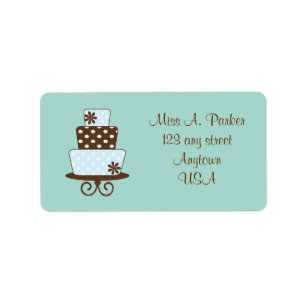 Teal and Brown Cake Wedding Address labels