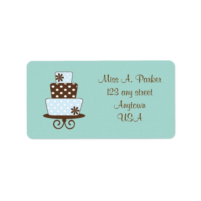 Teal and Brown Cake Wedding Address labels (Front)