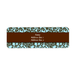 Teal and Brown Damask Address Labels