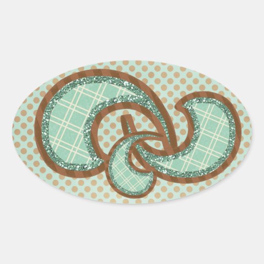 Teal and Brown Faux Glitter Oval Sticker