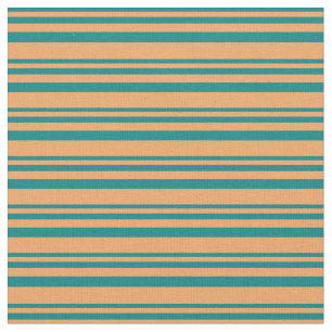 Teal and Brown Lines Fabric