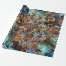 Teal and brown paint strokes wrapping paper