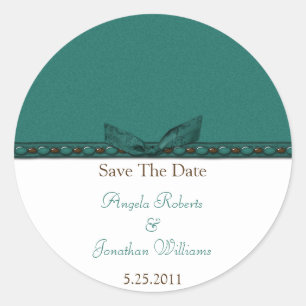 Teal and Brown Save The Date Sticker
