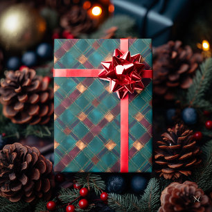 Teal and Burgundy Chequered – Elegant Holiday Wrapping Paper