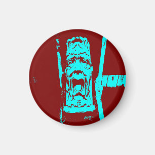 Teal and Burgundy Funny Face Magnet