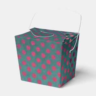 Teal and Burgundy Vintage Glam Faux Foil Dots Favor Box