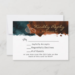 Teal and Burnt Orange Watercolor QR Code RSVP