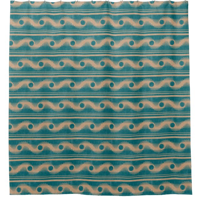Teal and Caramel Spiral Geometric Striped Pattern (Front)