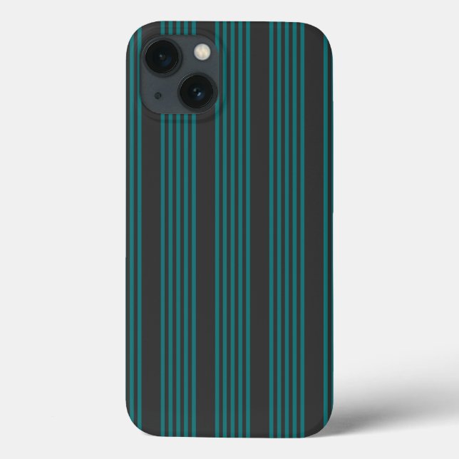 Teal and charcoal five stripe pattern Case-Mate iPhone case (Back)