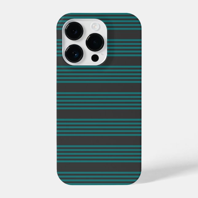 Teal and charcoal five stripe pattern iPhone case (Back)