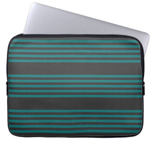 Teal and charcoal five stripe pattern laptop sleeve