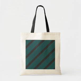 Teal and charcoal five stripe pattern tote bag