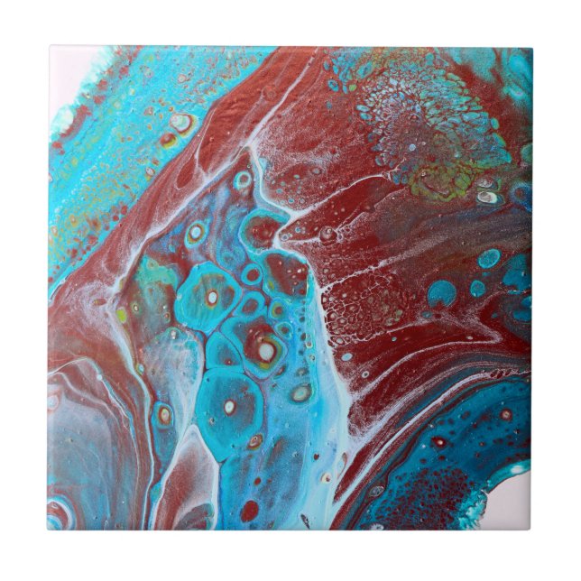 Teal and Copper Acrylic Abstract Tile (Front)