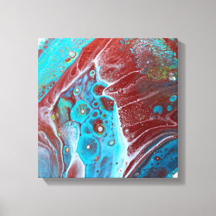 Teal and Copper Acrylic Pour Art Canvas Print
