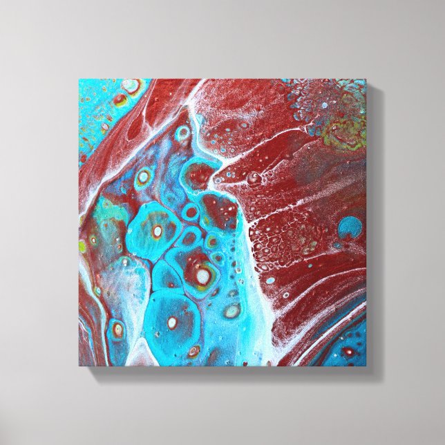 Teal and Copper Acrylic Pour Art Canvas Print (Front)