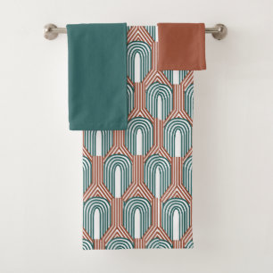 Teal and Copper Bath Towel Set