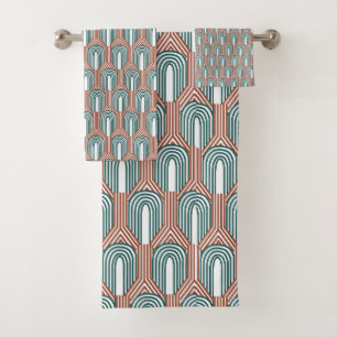 Teal and Copper Bath Towel Set