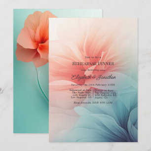 Teal and Coral Modern Abstract Rehearsal Dinner Invitation