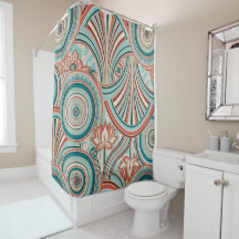 Teal and Coral Nouveau Flow 