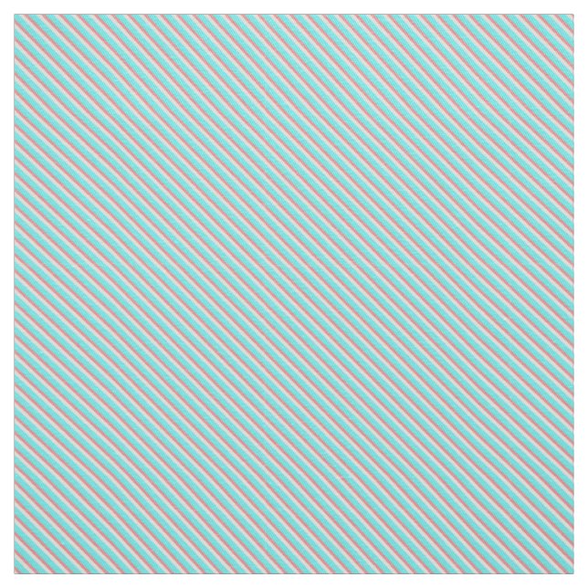Teal and Coral Stripes Fabric (Swatch)