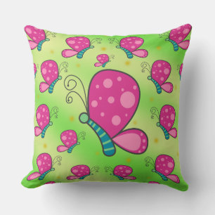 Teal and Cotton Candy Color Butterflies Throw Pillow