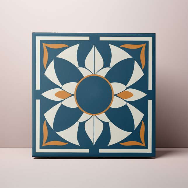 Teal and Cream Azulejo Mandala Tile (Creator Uploaded)