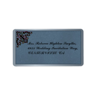 Teal and Crimson Metallic Wedding Label