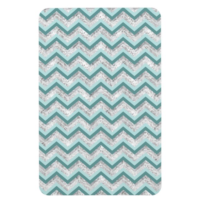Teal and Crystal Zigzag Pattern Magnet (Vertical)