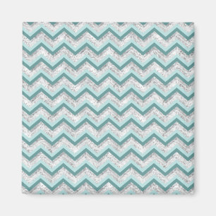 Teal and Crystal Zigzag Pattern Magnet