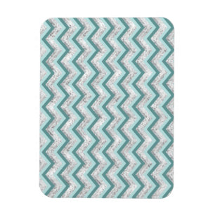 Teal and Crystal Zigzag Pattern Magnet