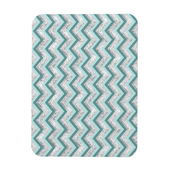 Teal and Crystal Zigzag Pattern Magnet (Vertical)