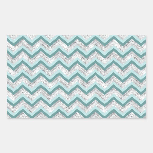 Teal and Crystal Zigzag Pattern Sticker (Front)