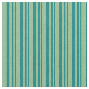 Teal and Dark Sea Green Coloured Lined Pattern Fabric