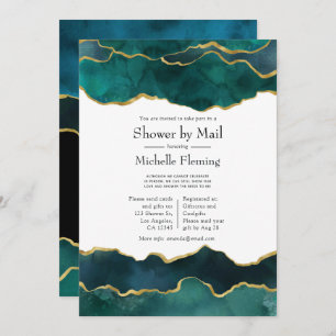 Teal and Faux Gold Foil Agate Shower by Mail Invitation