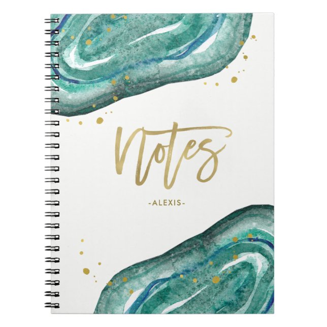 Teal and Faux Gold Geode | Notes Notebook (Front)