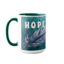 Teal and feather Ovarian Cancer Hope Mug