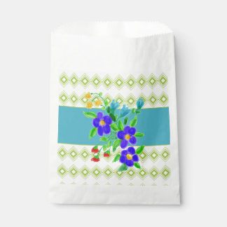 Teal And Flowered Cookie Favour Bag